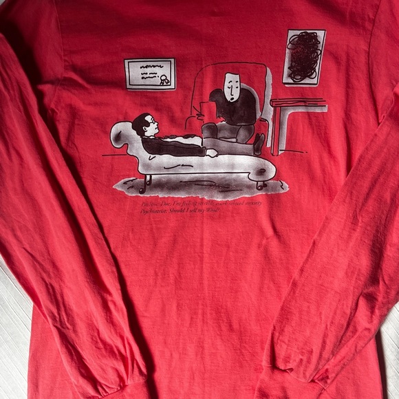 Funny Long Sleeve T shirt in Coral Red with graphic logo - Kenny Schachter - Picture 6 of 13